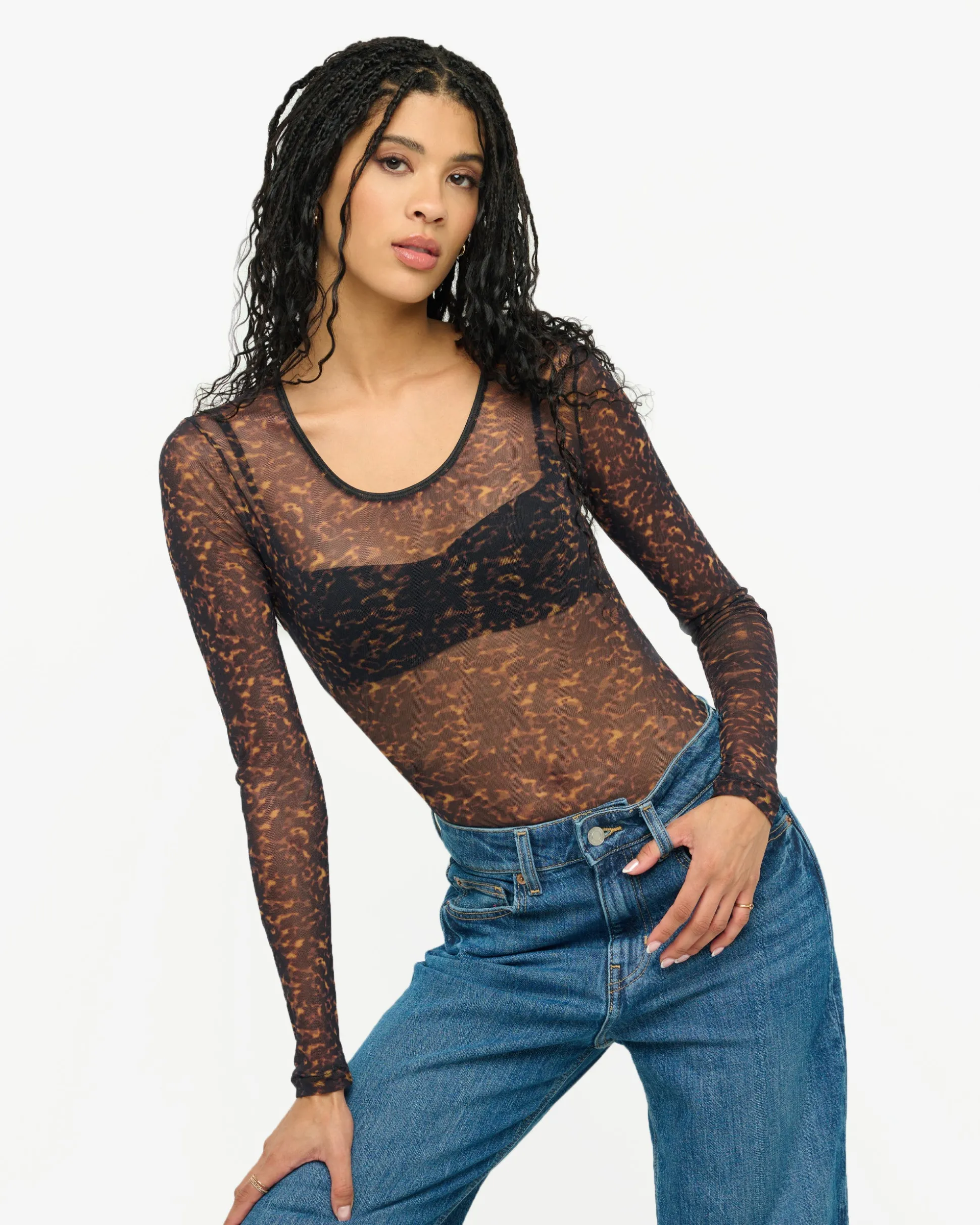 Soire Confidence Printed Long Sleeve Bodysuit*Cosabella Sale
